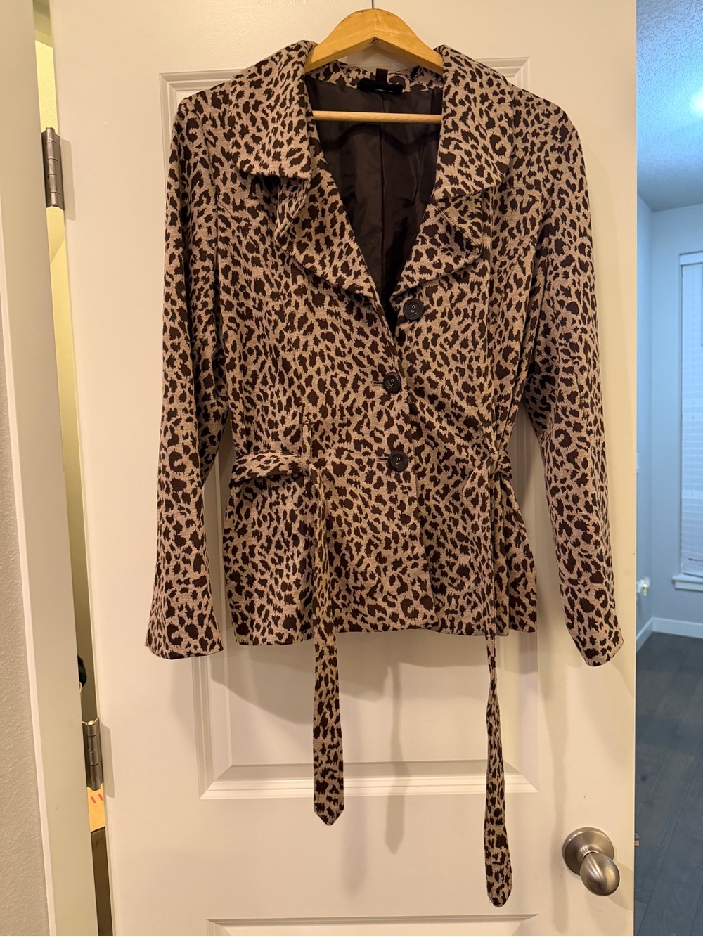 89th & Madison Leopard Print Tie-Waist Blazer - Brown/Black
